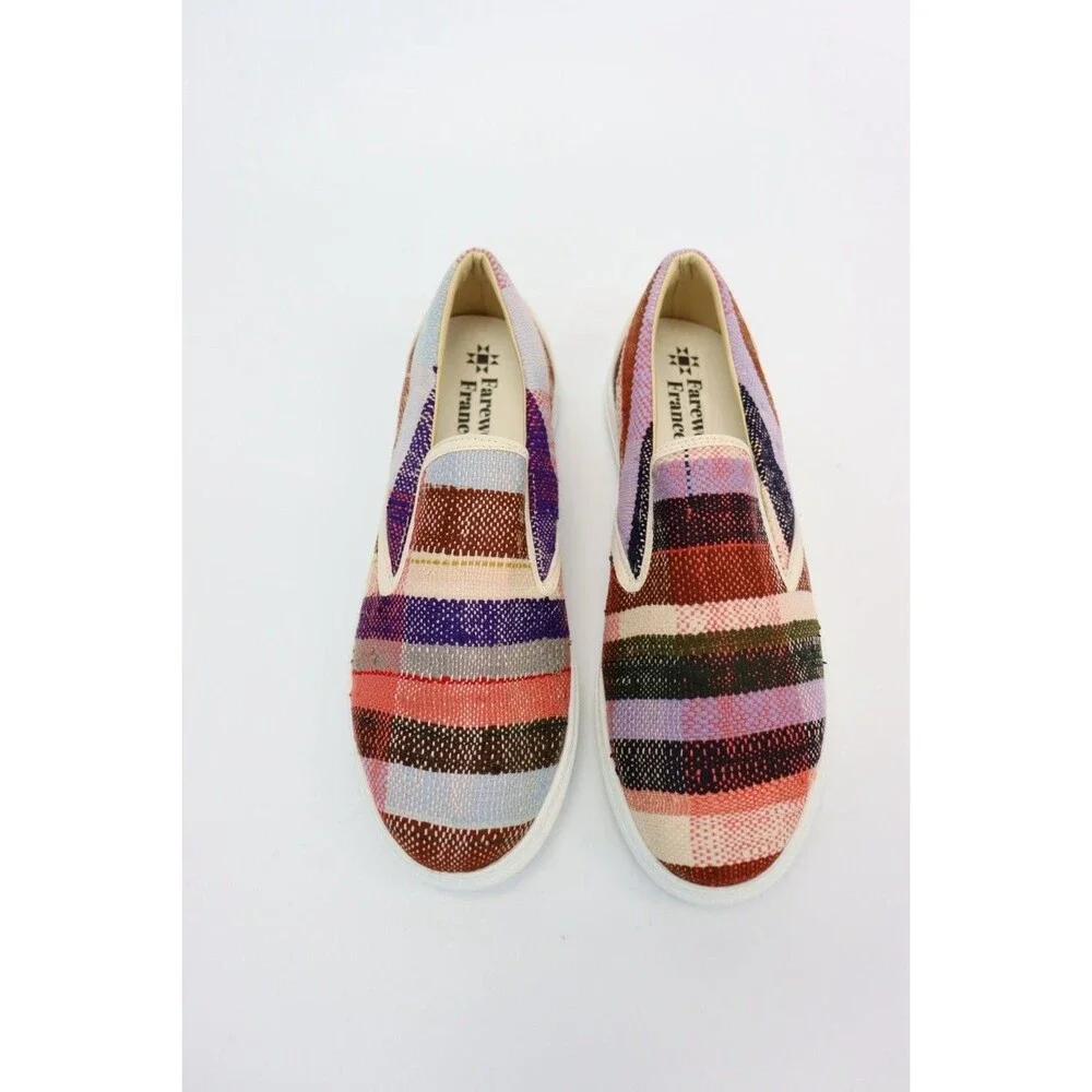 Farewell Frances PURPLE AND PINK BERBER SNEAKERS Wom Sz 10 Slip-on Eco-Friendly